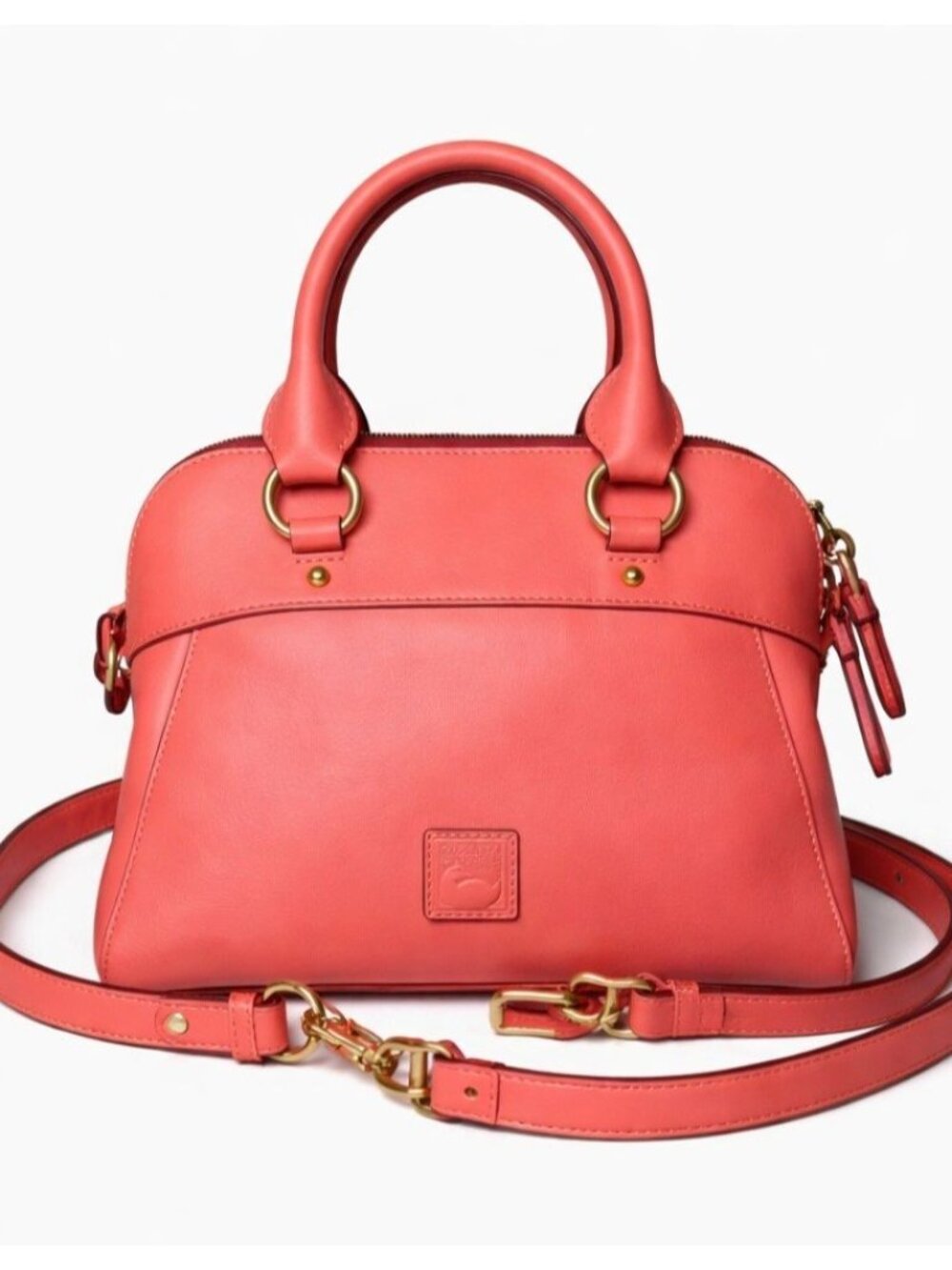 Dooney & Bourke Florentine Cameron Leather Satchel Crossbody Salmon Coral NWT